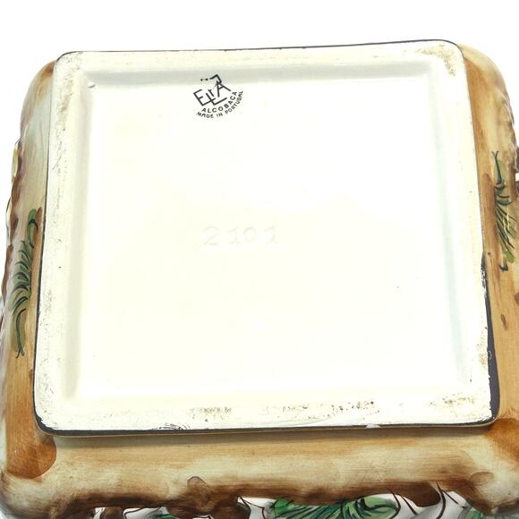 Vintage Handpainted Ceramic Alcobaca Portugal Lidded Dish Cherubs - Picture 9 of 15